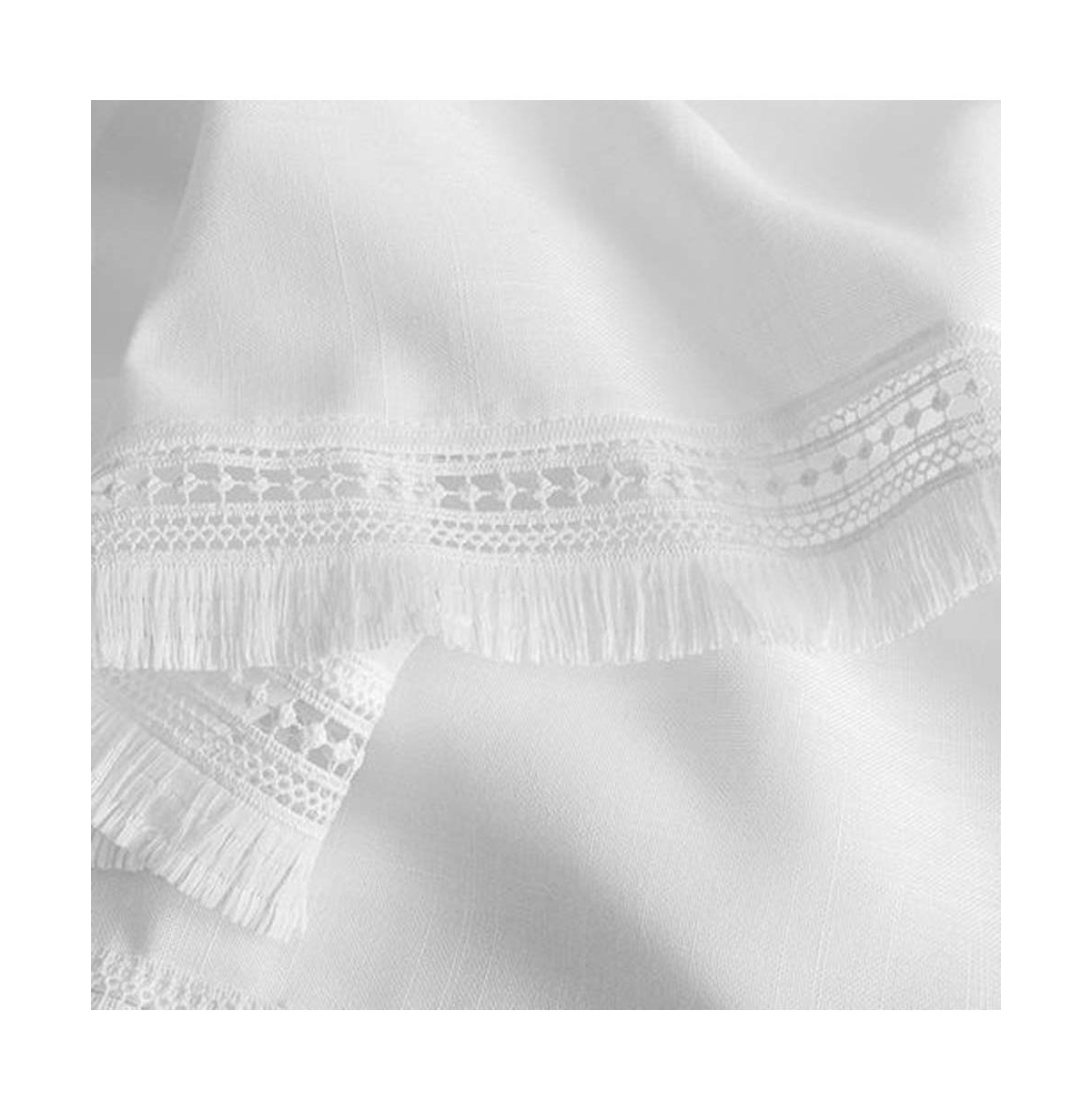 Ellis CurtainIntricate Brush Fringe Sewn on Bottom Edge 1.5" Rod Pocket Only Tailored Valance 80"x15" White