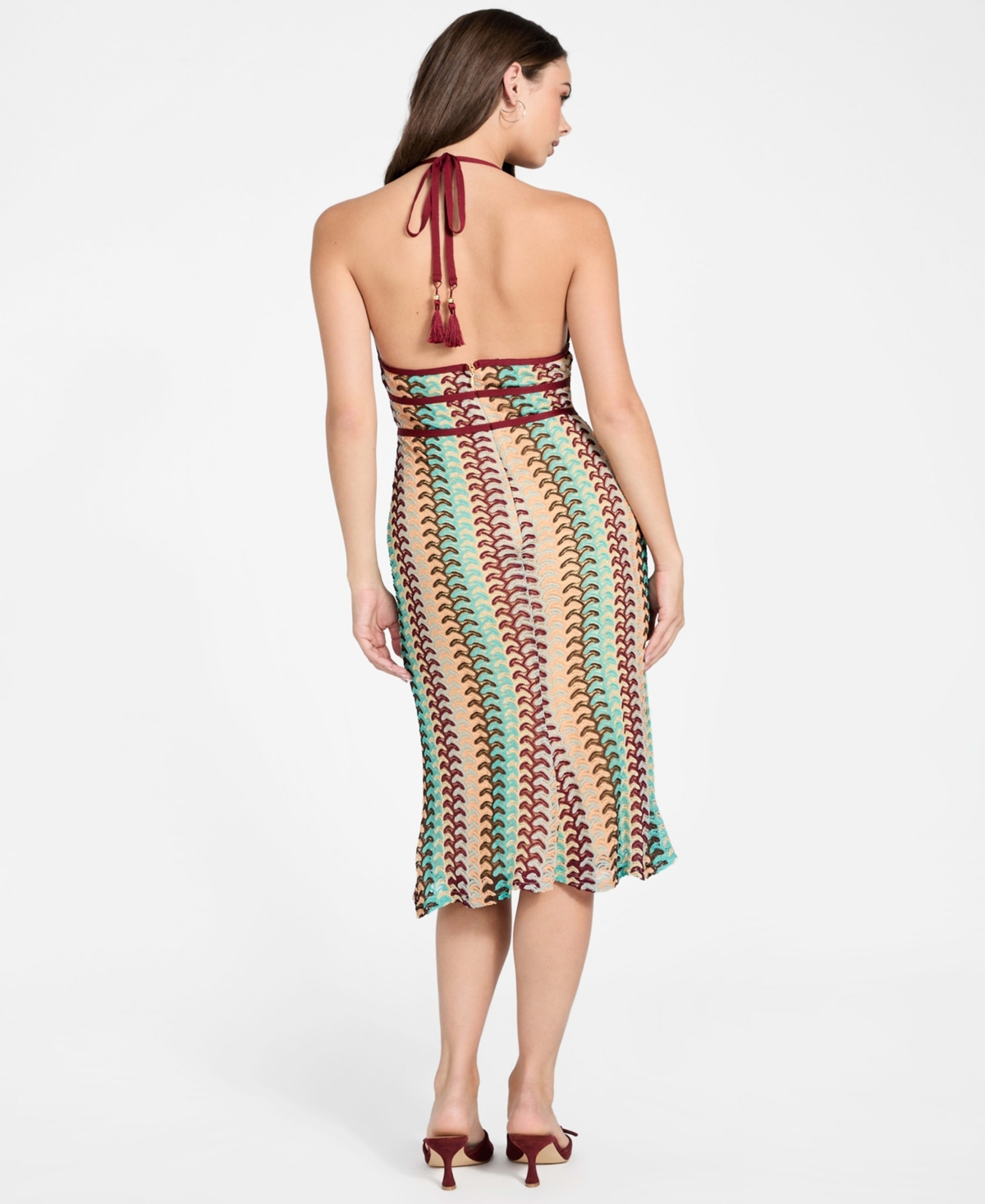 Guess Women's Crochet Halter Neck Midi Dress