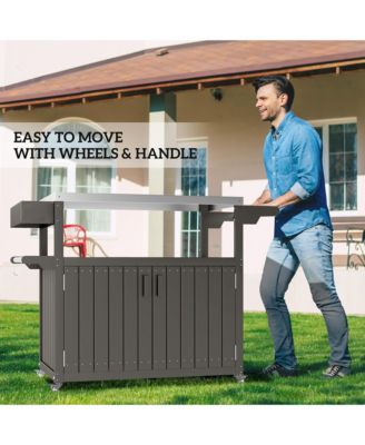 Outdoor Bar Cart with Wheels for Drinks and Snack Serving