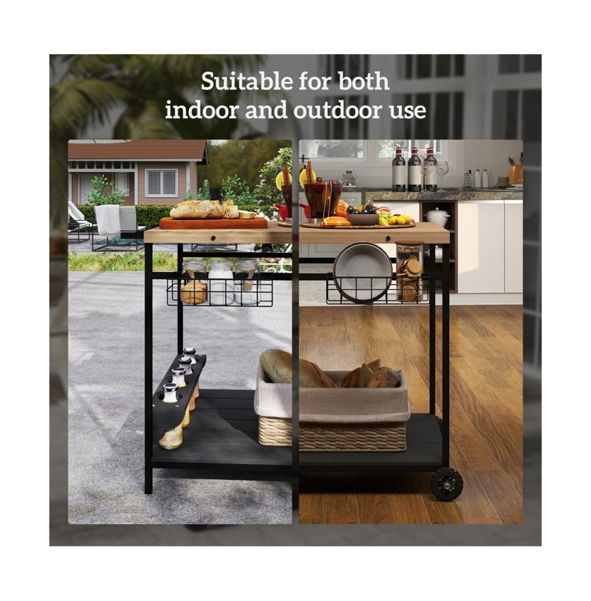 Slickblue Outdoor Bar and Serving Cart for Entertaining Guests on Patio or Deck