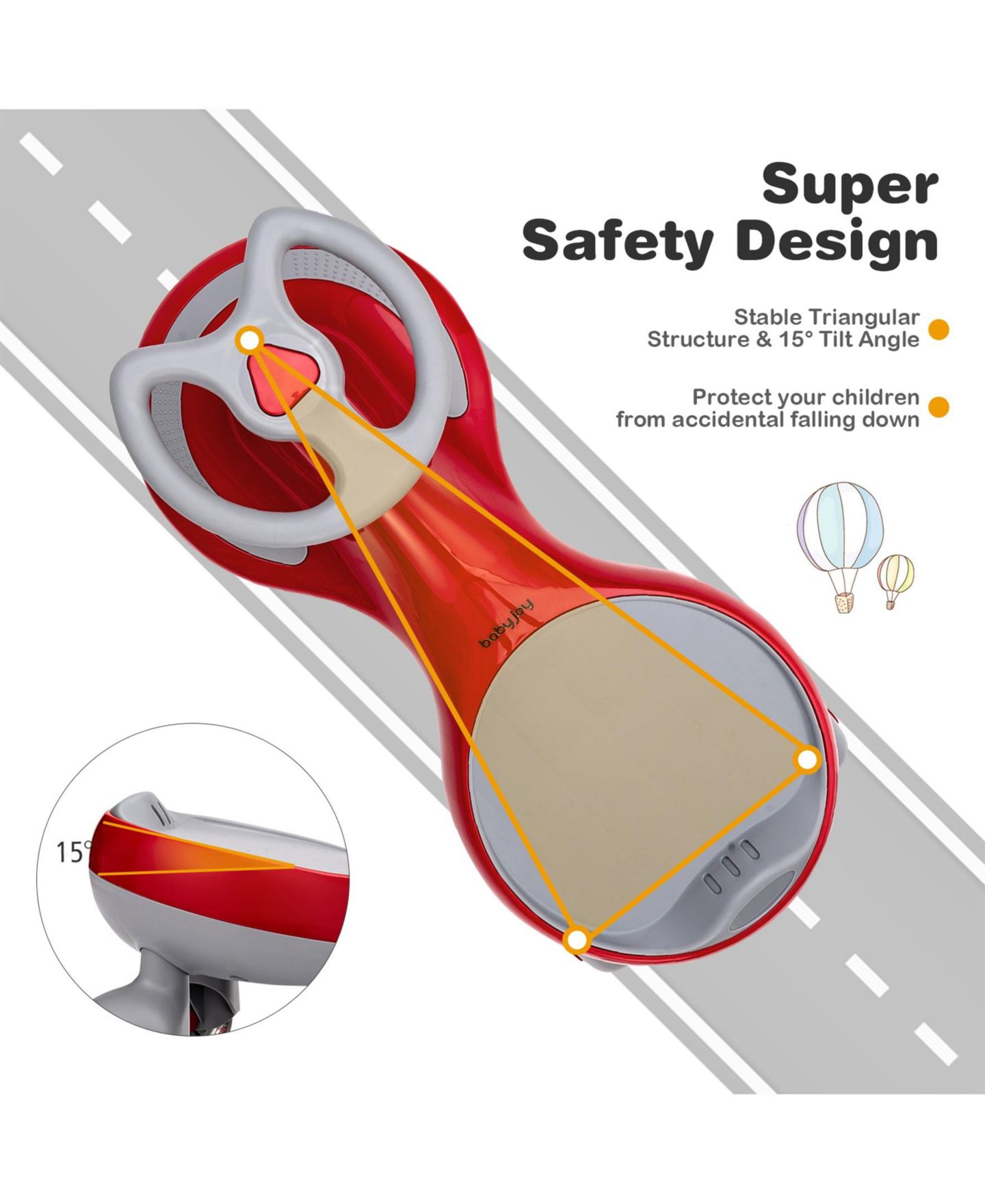 Детская игрушка SUGIFT Wiggle Car Flashing Wheels Ride-On Toy, Ages 3+, цвет: Красный — фото 8