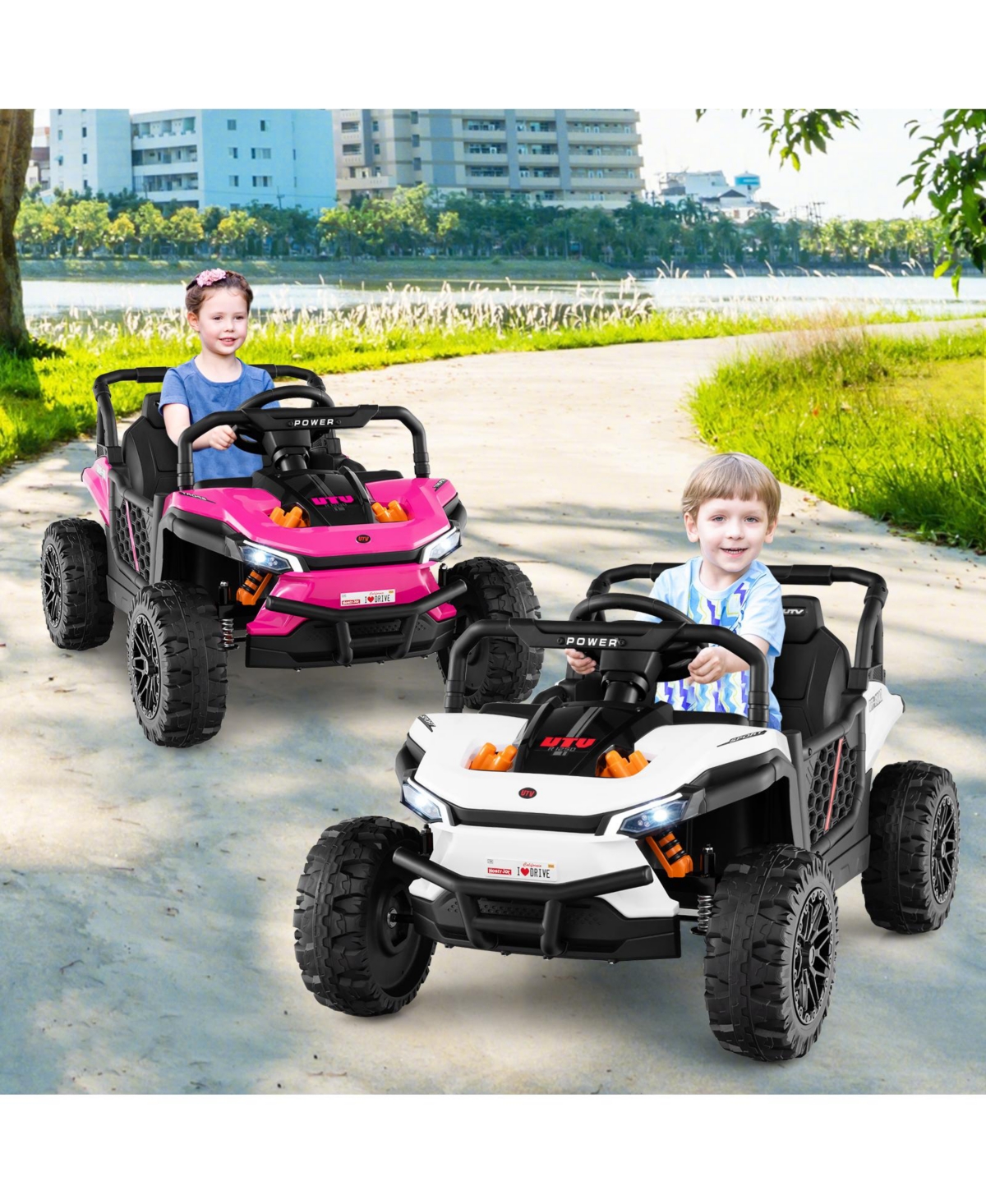 Sugift 12V Kids Ride on Truck Off-Road Utv with Parental Remote and Lights