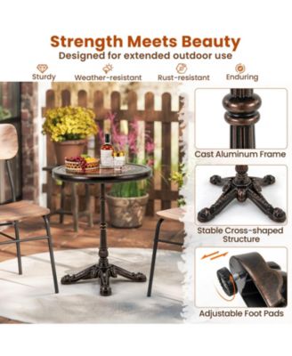 32" Patio Dining Table with 1.6" Umbrella Hole & Lid DPC Tabletop for Backyard