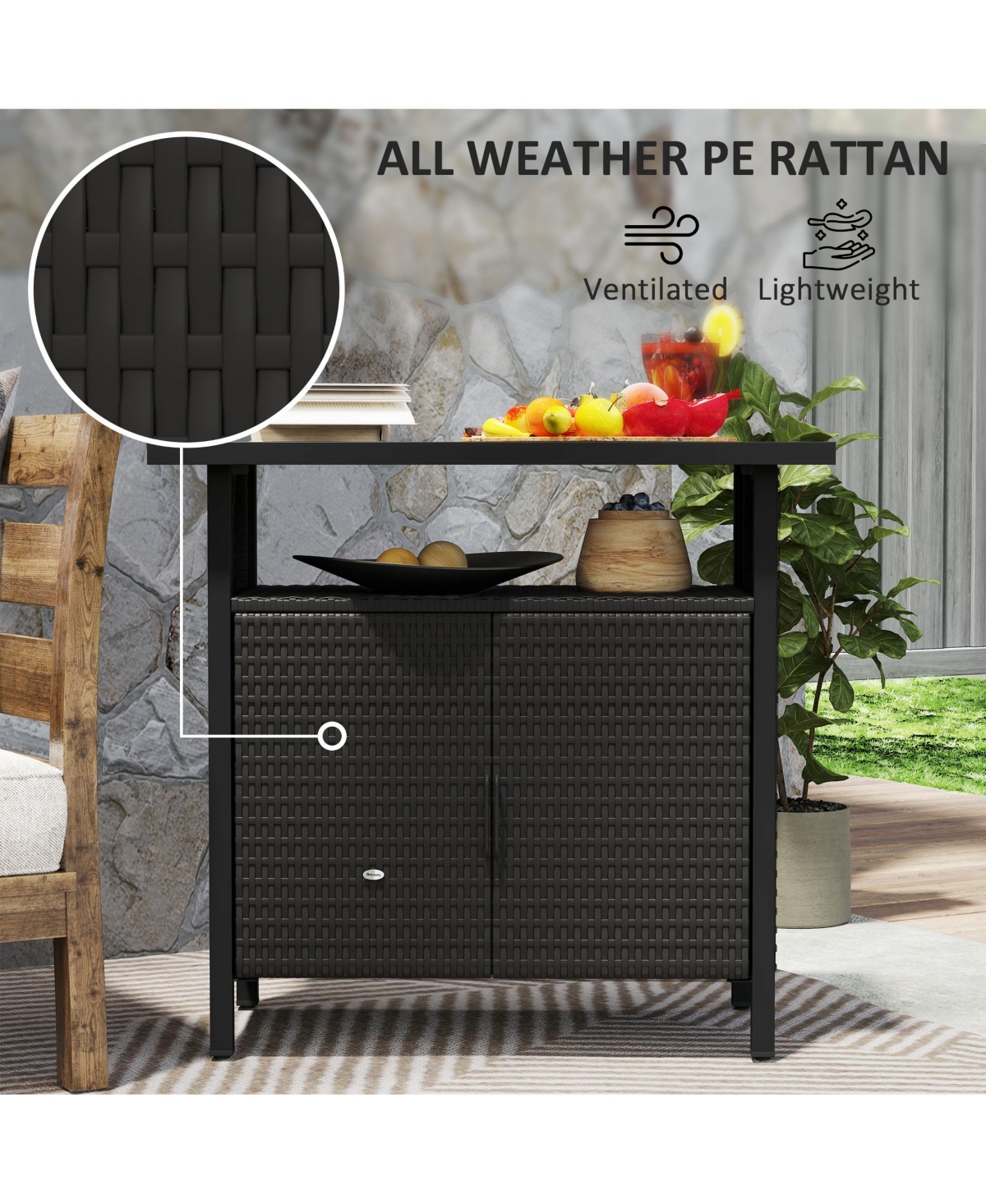 Outsunny Outdoor Pool Towel Storage Cabinet Organizer with Shelf