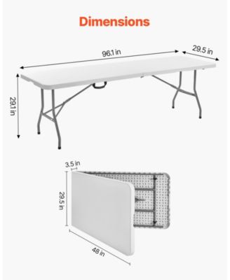 Lightweight 8 Ft Portable Folding Table with Handle for Easy Transport