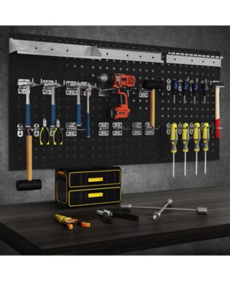 Wall-Mounted Pegboard Kit with 3 Pegboards for Garage Workshop-Black