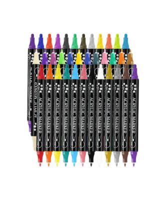 12 Colors Double-Headed Acrylic Marker Pen, Stackable Color, Non-Transparent Paper Graffiti Painting Ceramic Marker Pen