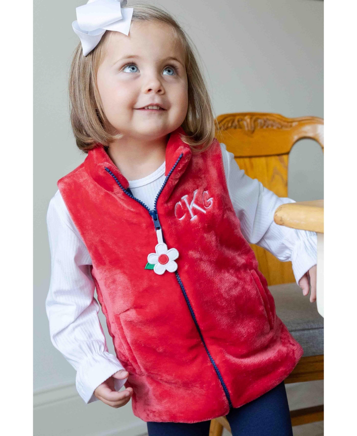 Florence Eiseman Toddler Girls Plush Fleece Zip Up Vest