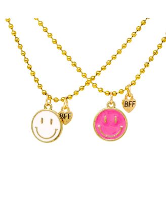 Girls BFF Smiley Face Necklace Set
