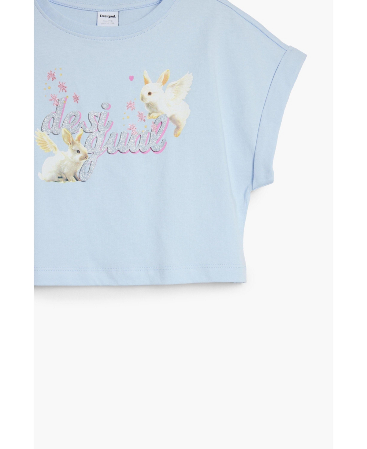 Desigual Girls Girls's Cropped T-shirt with shiny logo rabbits