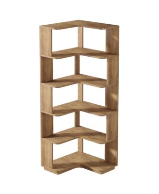 6-Tier Corner Kitchen Pantry, 64.9-Inch Tall L-Shaped Storage Cabinet with Anti-Drop Panels