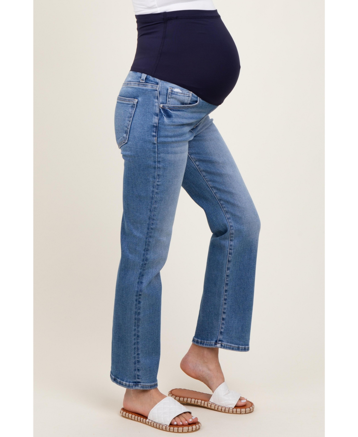 Pinkblush Maternity Blue Cropped Straight Leg Jeans