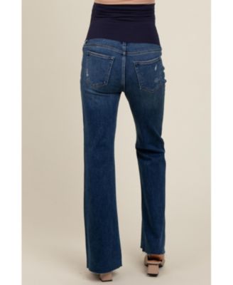 Maternity Flare Leg Raw Hem Jeans