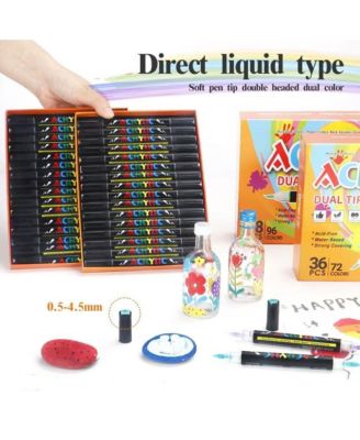 Double-Headed Two-Color Straight Liquid Acrylic Marker Pen, Art Painting Pen, Painting Graffiti Pen for Rock Painting, Canvas and Glass