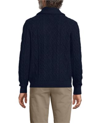 Men's Long Sleeve Cotton Blend Cable Shawl Cardigan