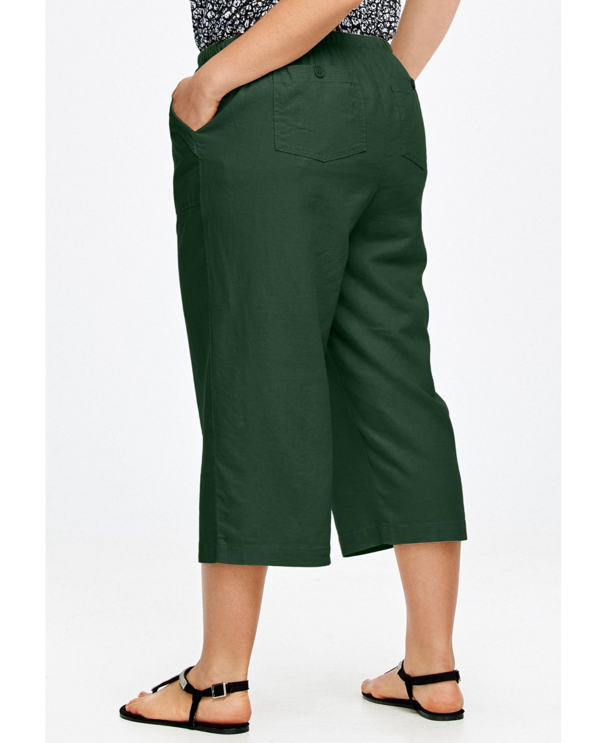 ellos Women's Linen-Blend Drawstring Capris