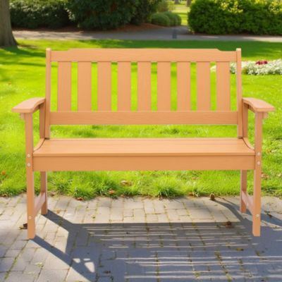 Wood-Look Weatherproof Plastic Bench for Patio or Garden