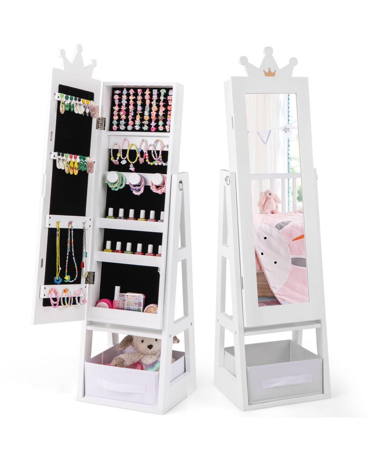 Free-Standing Full Length Kids Jewelry Armoire Cabinet