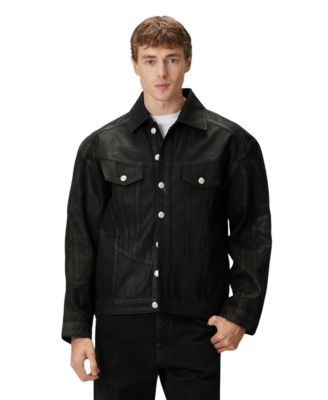 Men's Shiny Coated Denim Jacket