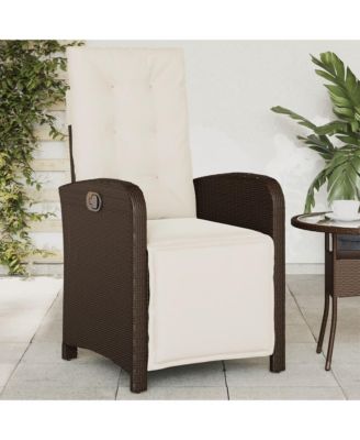 Reclining Garden Chair Brown PE Rattan, Powder-Coated Steel