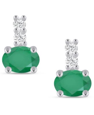 Gemstone and Diamond (1/8 ct. t.w.) Earrings in 10k White Gold 