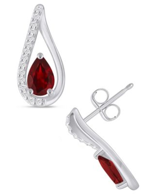 Gemstone and Diamond Earrings (1/6 ct. t.w.) in 10k White Gold (also in 10k Yellow Gold)