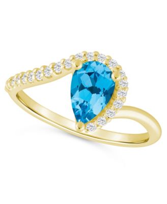 Macys London Blue Topaz 1-120 ct tw and Diamond Ring 15 ct tw in 10k Yellow Gold - Blue Topaz 2300$