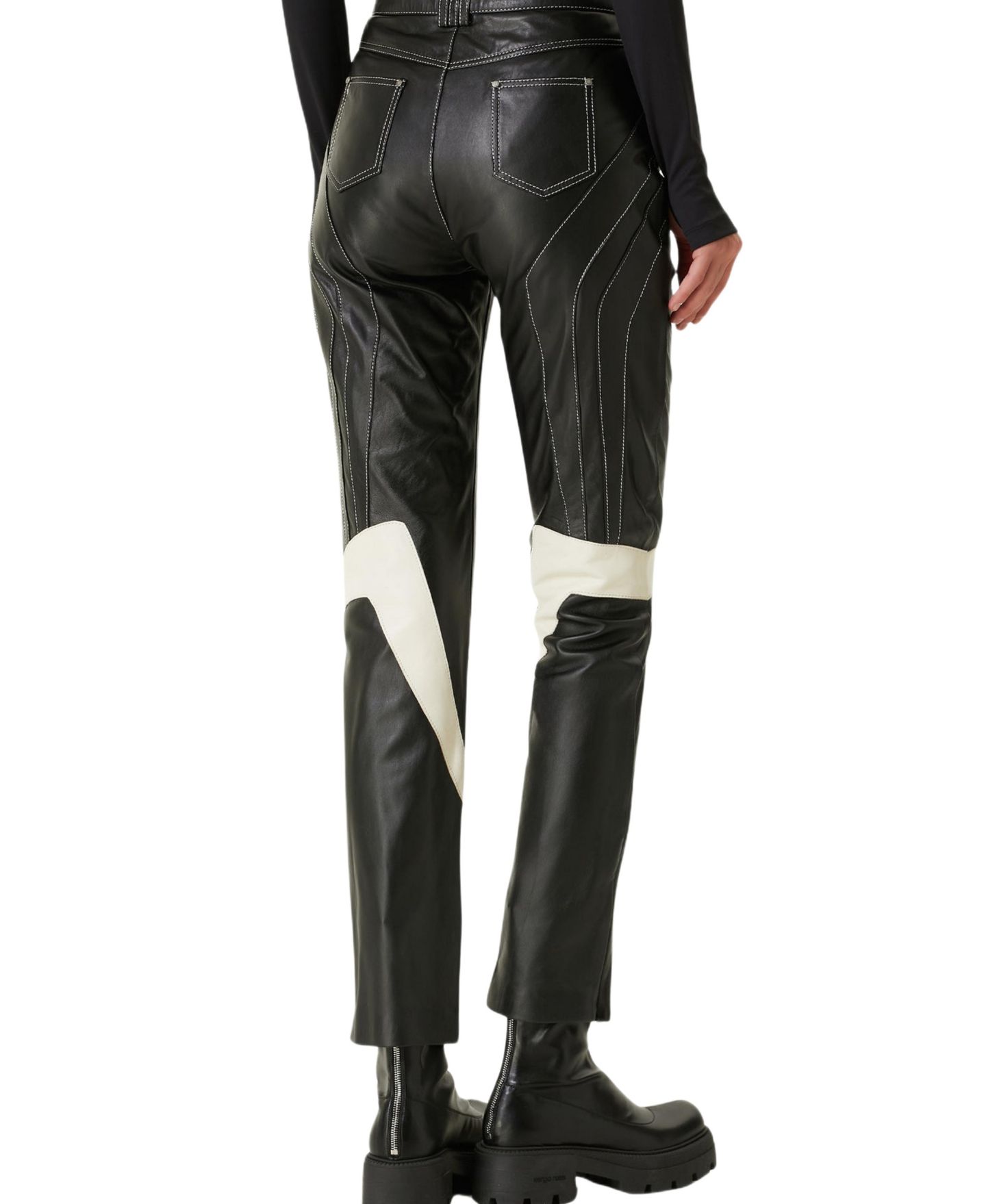 Женские брюки PCFG Boomerang Leather, цвет: Чёрный / Белый — фото 2