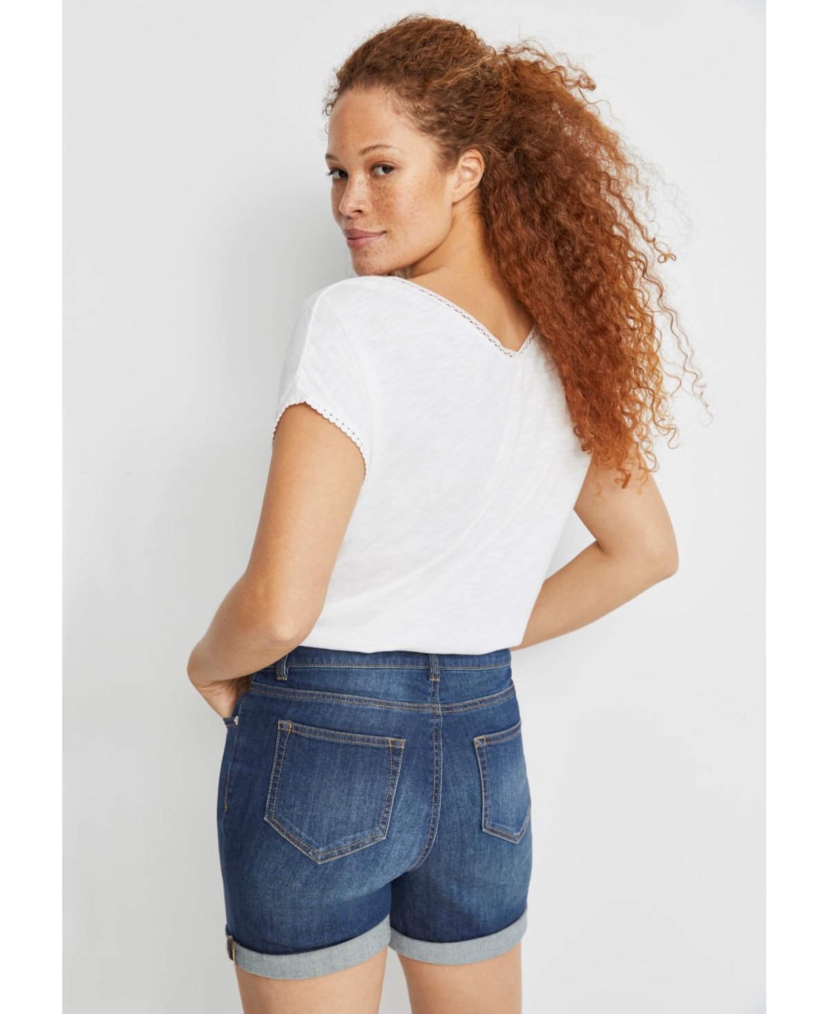 ellos Women's Rolled Hem Denim Shorts