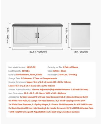 Wood, Linen, Foam, Fabric Padded Seat and Storage Shelf Entryway Shoe Rack Bench