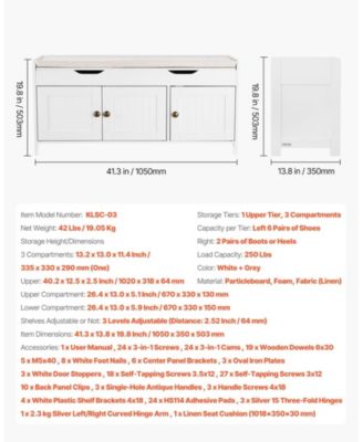 Shoe Bench with Cushion Seat and 3 Compartments – Entryway Furniture