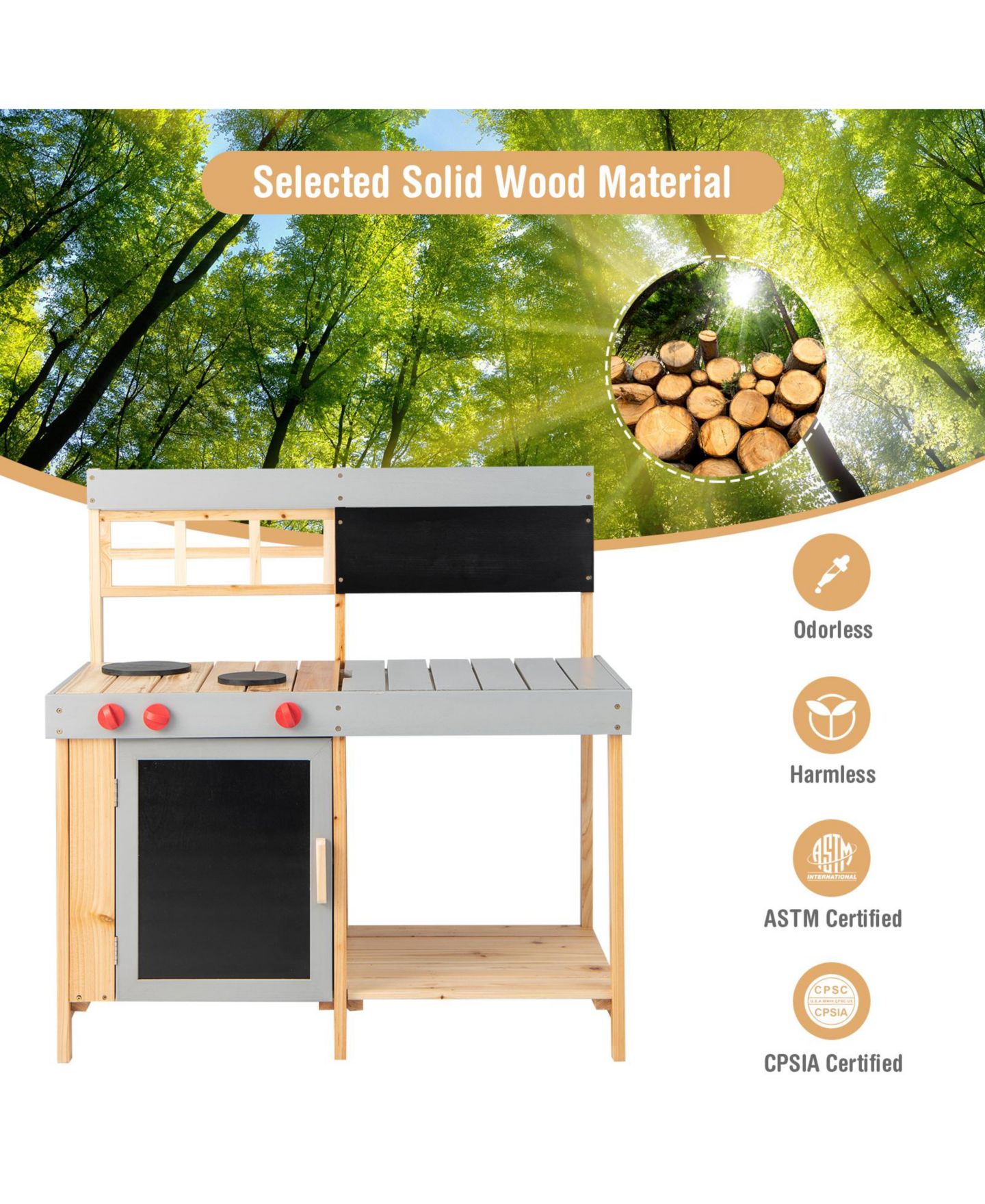 Игровой набор Skonyon Mud Kitchen со съёмным контейнером для воды, 2 предмета, от 3 лет, цвет: Коричневый — фото 5
