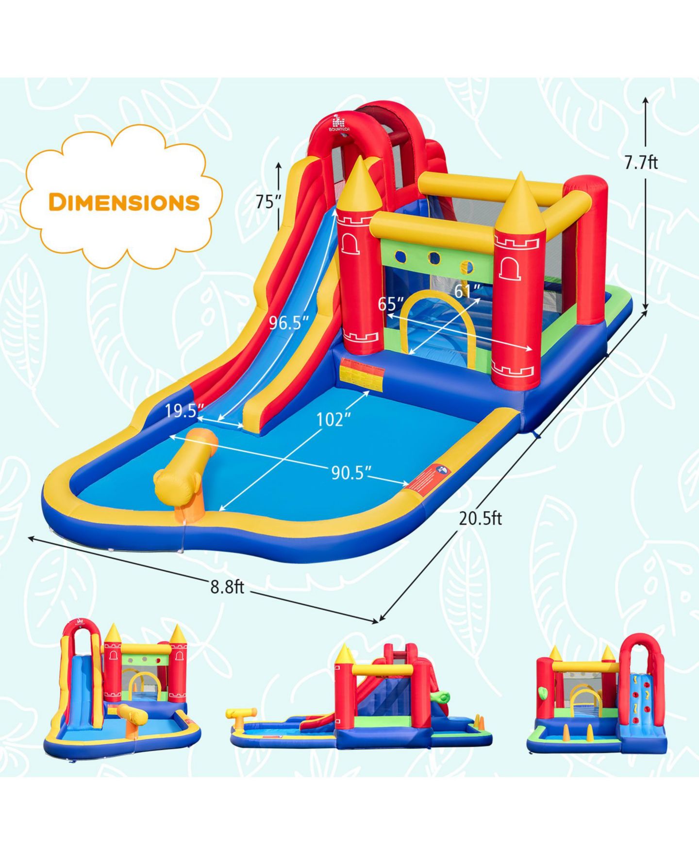 Детская игрушка SUGIFT 9-in-1 Inflatable Bounce Castle with Water Slide and Splash Pool, Ages 3+, цвет: Синий — фото 3