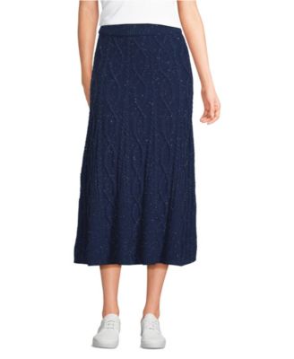 Women's Cozy Lofty Cable Fluted Midi Sweater Skirt