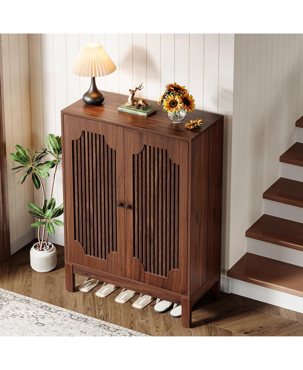 Tribesigns Shoe Cabinet with Doors, 5-Tier Shoe Storage Cabinet with Adjustable Shelves