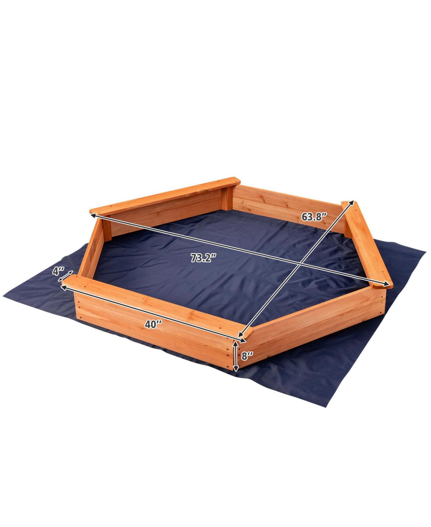 Детская игрушка SUGIFT Hexagon Cedar Sandbox With Seat Boards, 800-lb Capacity, Ages 3+, цвет: Натуральный — фото 4
