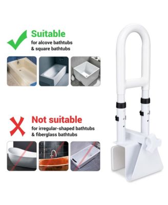 2 Pack Bathtub Grab Bar Safety Rail Adjustable Shower Handle Lock Clamp for Senior Handicap