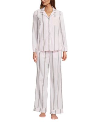 Women's Cotton Poplin 2 Piece Pajama Set - Long Sleeve Top and Pants