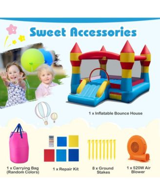 3-in-1 Kids Bouncer with Slide with 520W Blower for Yard