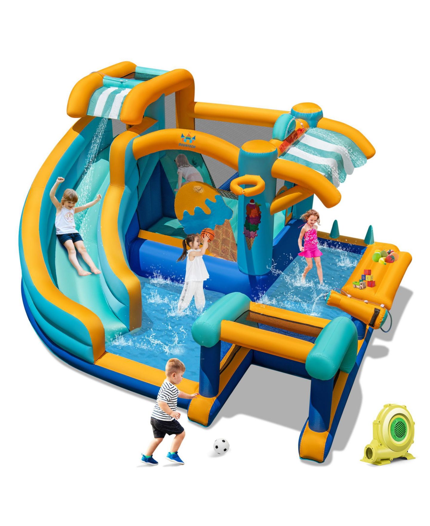 Детская игрушка SUGIFT Inflatable Water Slide Bounce House with 735W Blower, Up to 5 Players, Ages 3+, цвет: Синий — фото 6