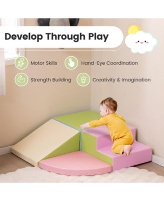 4-Piece Climb and Crawl Foam Block Play Set – Pink