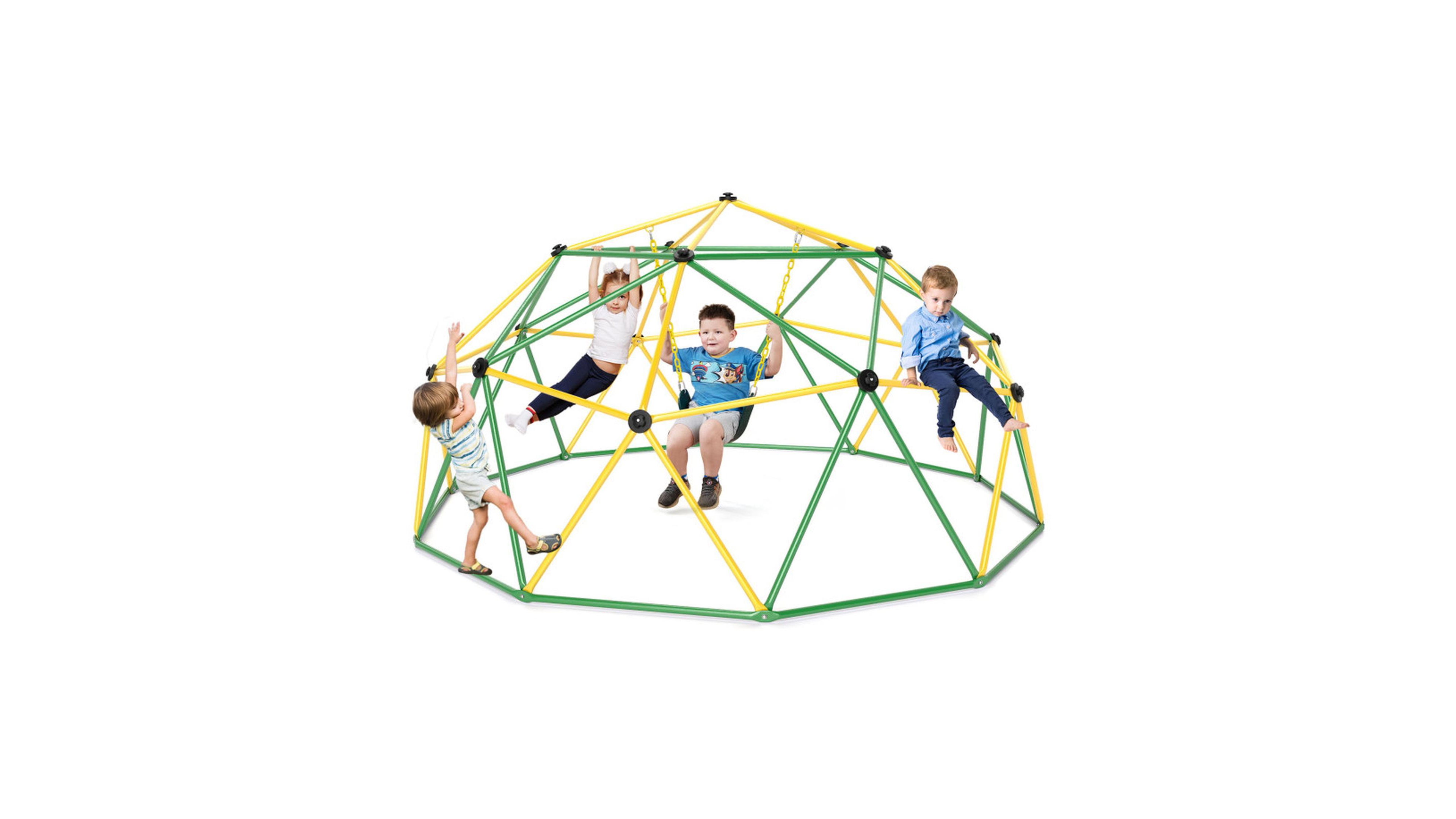 Sugift 10 Feet Dome Climber with Swing and 800 Lbs Load Capacity-Green.