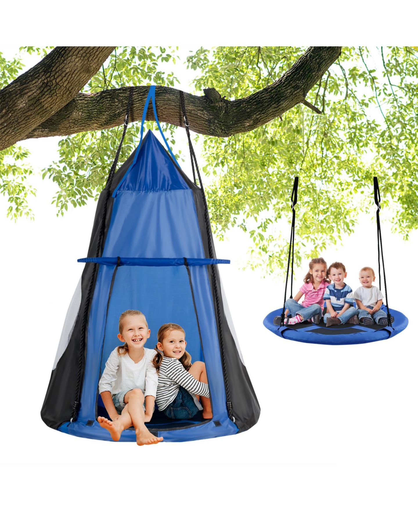Детские игрушки SUGIFT 2-in-1 40-Inch Detachable Tent Swing Set, Fits 2-3 Kids, Ages 3-10, цвет: Синий — фото 10