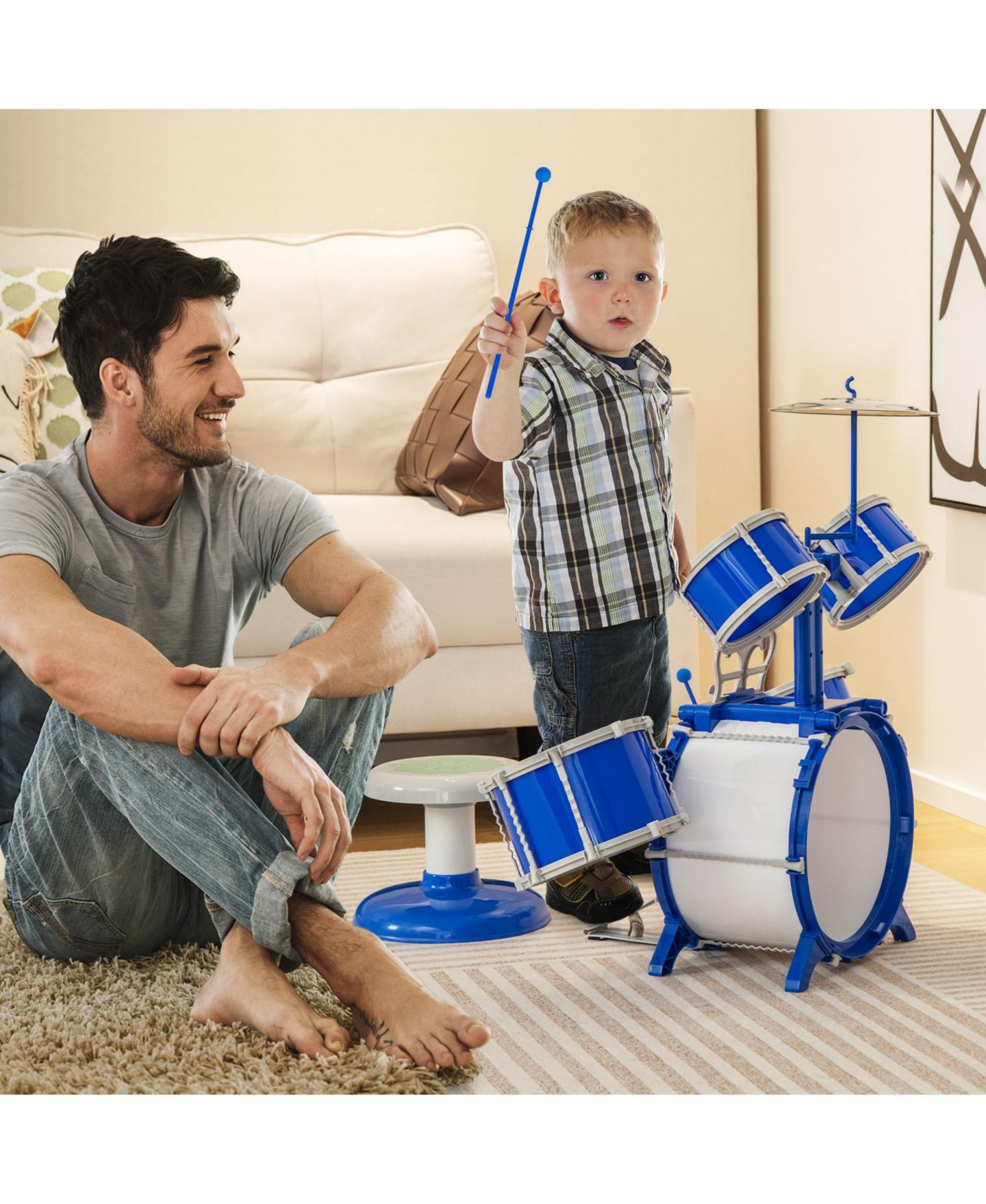 Детские игрушки Mecale Kids Jazz Drum Set 11-Piece, Ages 3+, цвет: Синий — фото 8