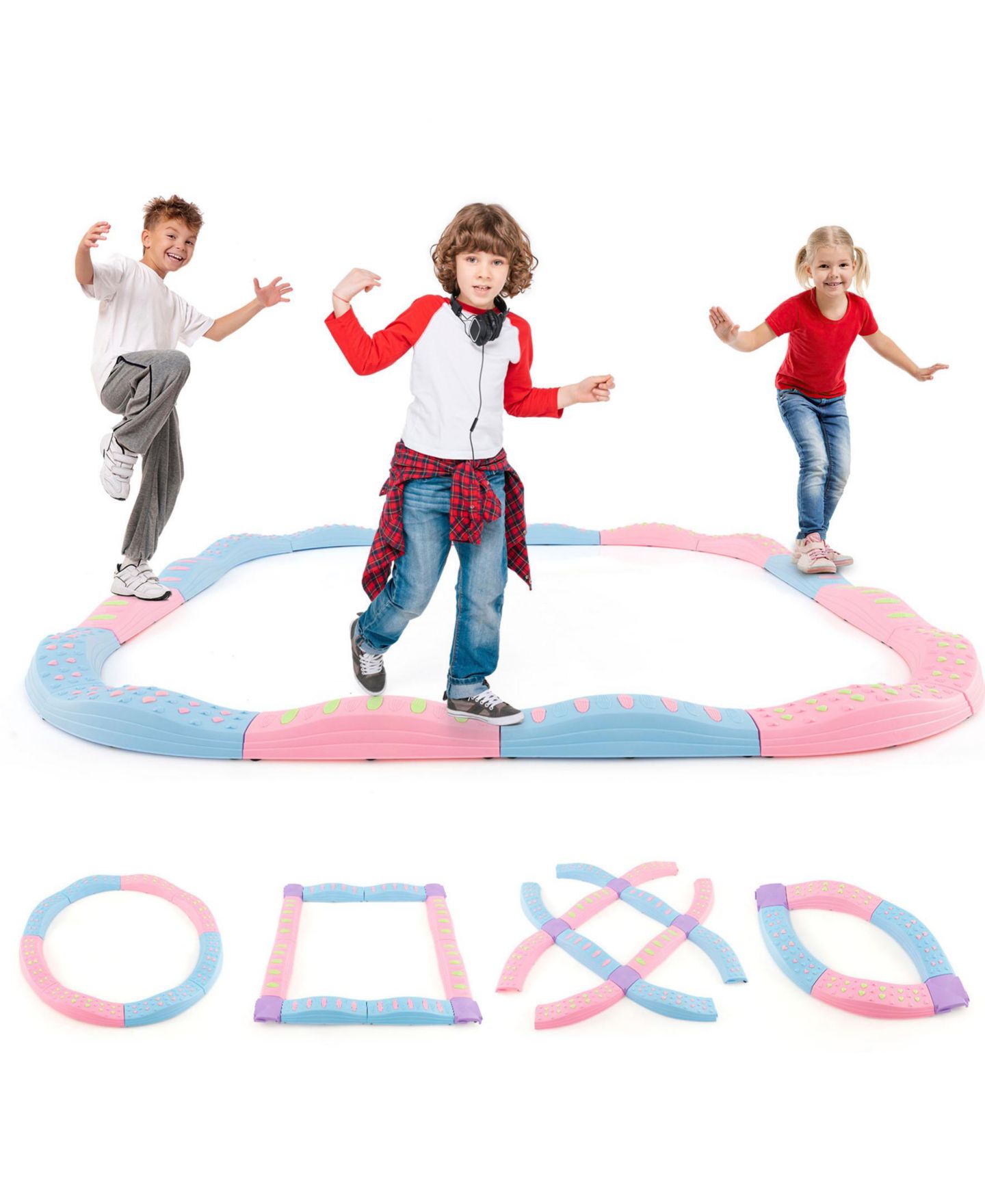 Детские игрушки SUGIFT Kids' Interlocking Balance Beam Set Develops Balance and Coordination, 20-Piece Physical Game, Ages 3+, цвет: Розовый — фото 5