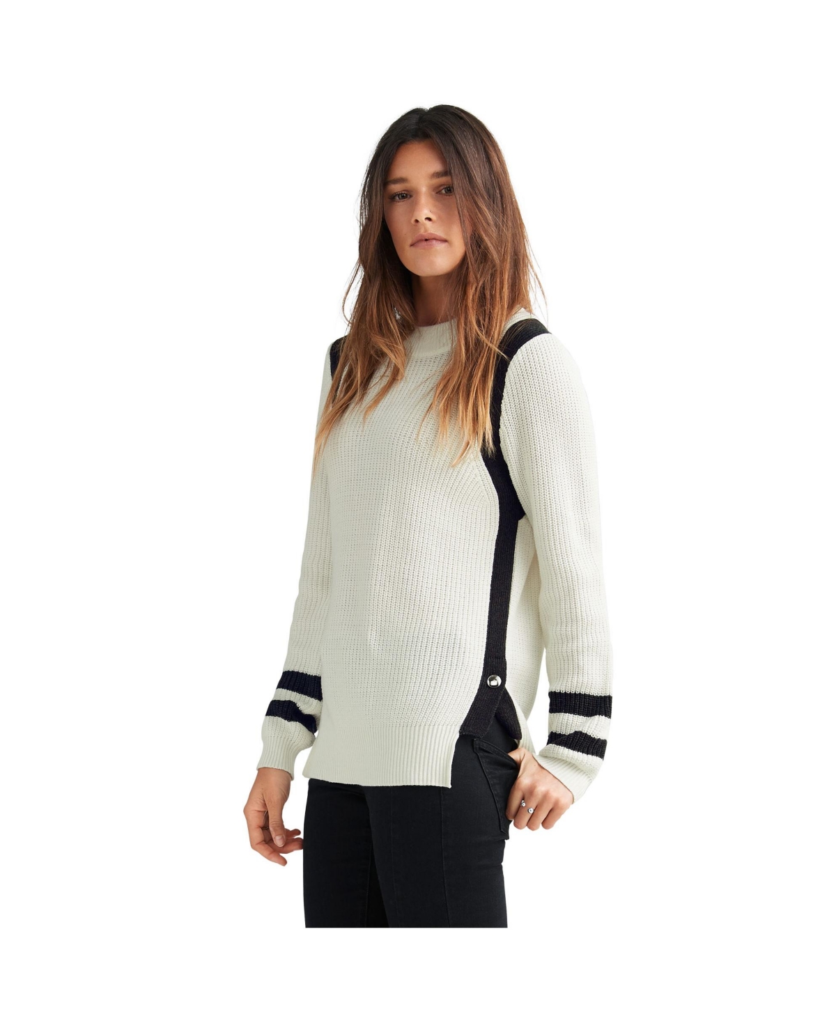 ellos Women's Side Stripe Mockneck Sweater