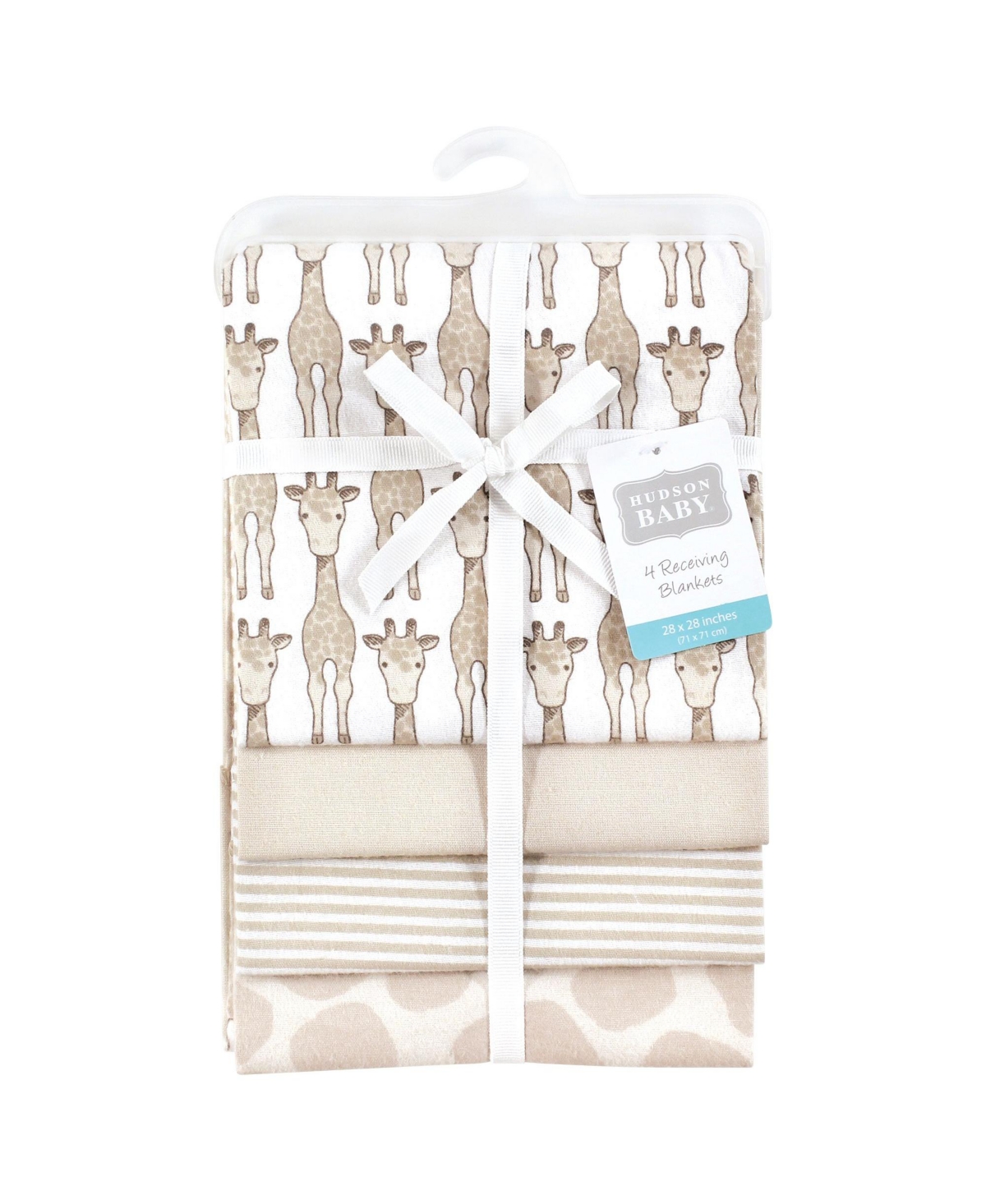 Hudson Baby Cotton Flannel Receiving Blankets 4-Pack, Giraffe