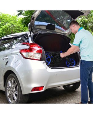 Folding Golf Push Cart with Scoreboard Adjustable Handle Swivel Wheel-Blue