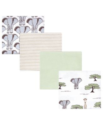Cotton Flannel Receiving Blankets 4-Pack, Wild Safari Adventures , One Size
