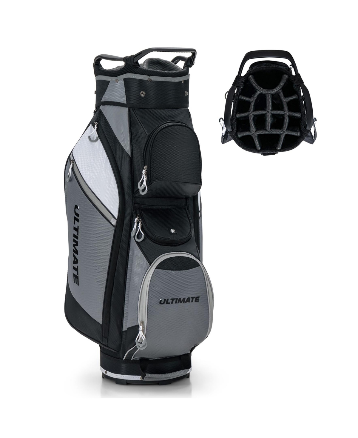 Sugift 14-Way Golf Cart Stand Bag with Waterproof Rain Hood - Black